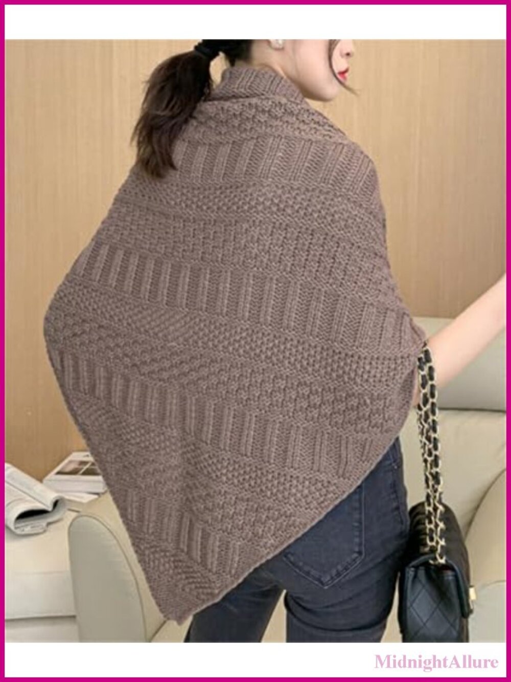 100% Acrylic Knotted Triangle Shawl Wrap Knitted Sweater Cardigan Cape